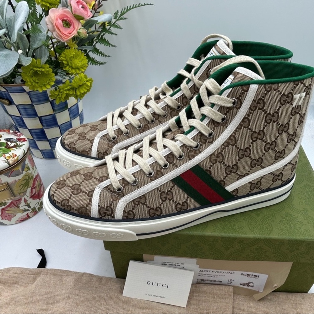 Men’s Gucci tennis 1977 high top sneakers size 12.5 made in Italy